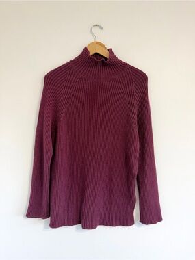 Alyki Ribbed Knit Cashmere Mockneck Sweater wine color